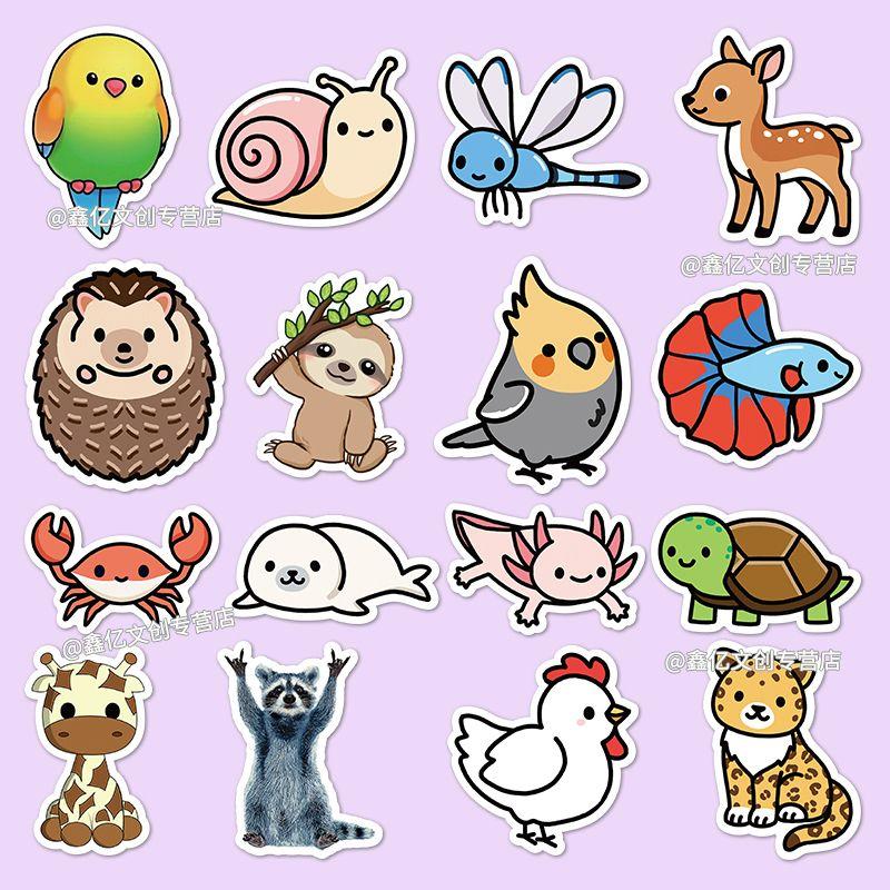 50 Stück kreative wasserdichte Tieraufkleber zum Dekorieren von Gepäck, Handyhüllen und anderen Gegenständen