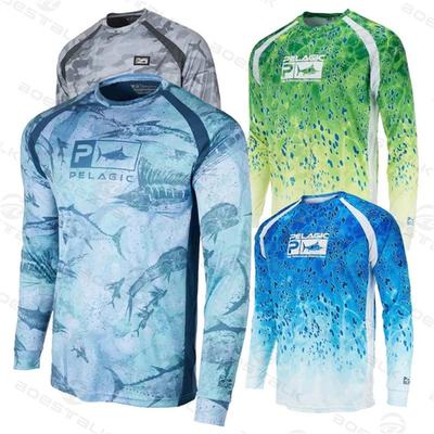 Mens UV Protection Fishing Shirt Quick Dry Breathable Long Sleeve Outdoor Sport Top Summer Autumn