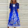 Women's Casual Fashion Christmas Print O-neck Dress