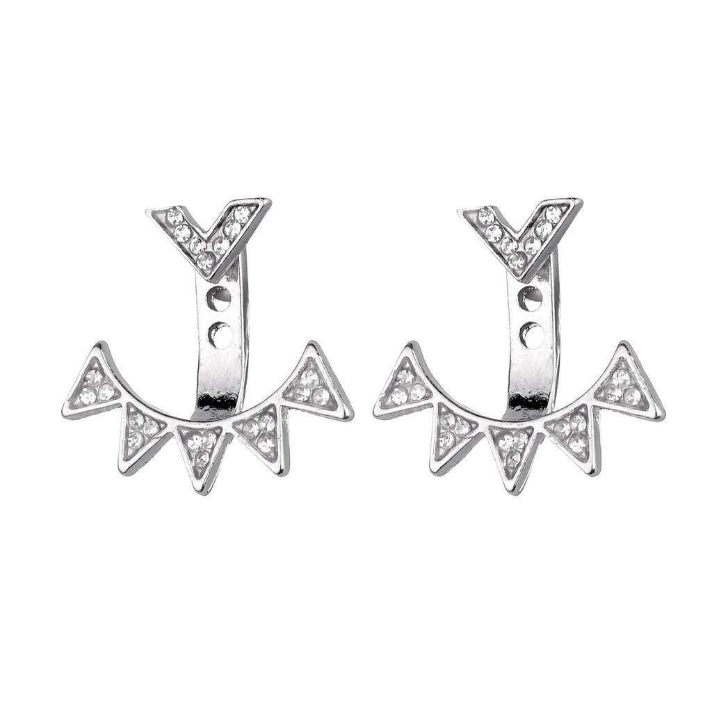 European American Fashion Rhinestone Crystal Triangle Stud Earrings