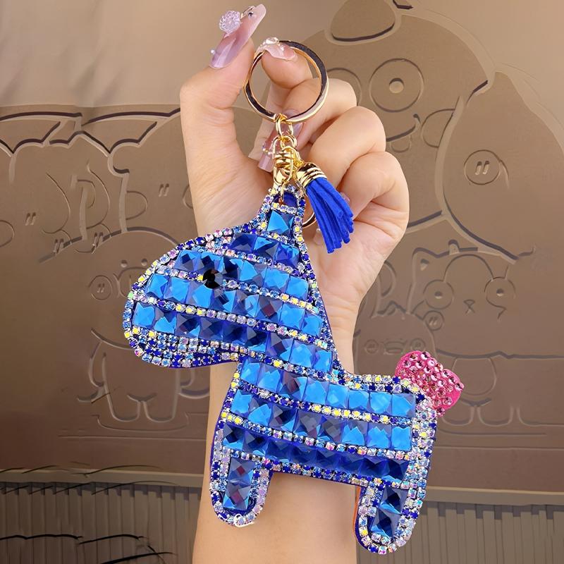 Cute Rhinestone-Studded Pony Keychain Car Keychain Women'S Bag Charm Small Gift