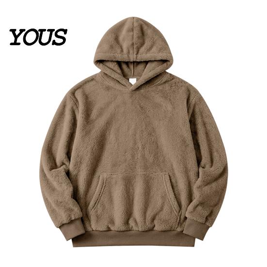 Bequeme Hauskleidung Herren Plüsch Hoodie, Teddy Fleece Pullover Sweatshirt mit Kängurutasche, Lockerer Weicher Samt Kapuzenpullover Passform Flauschig Warm Winter