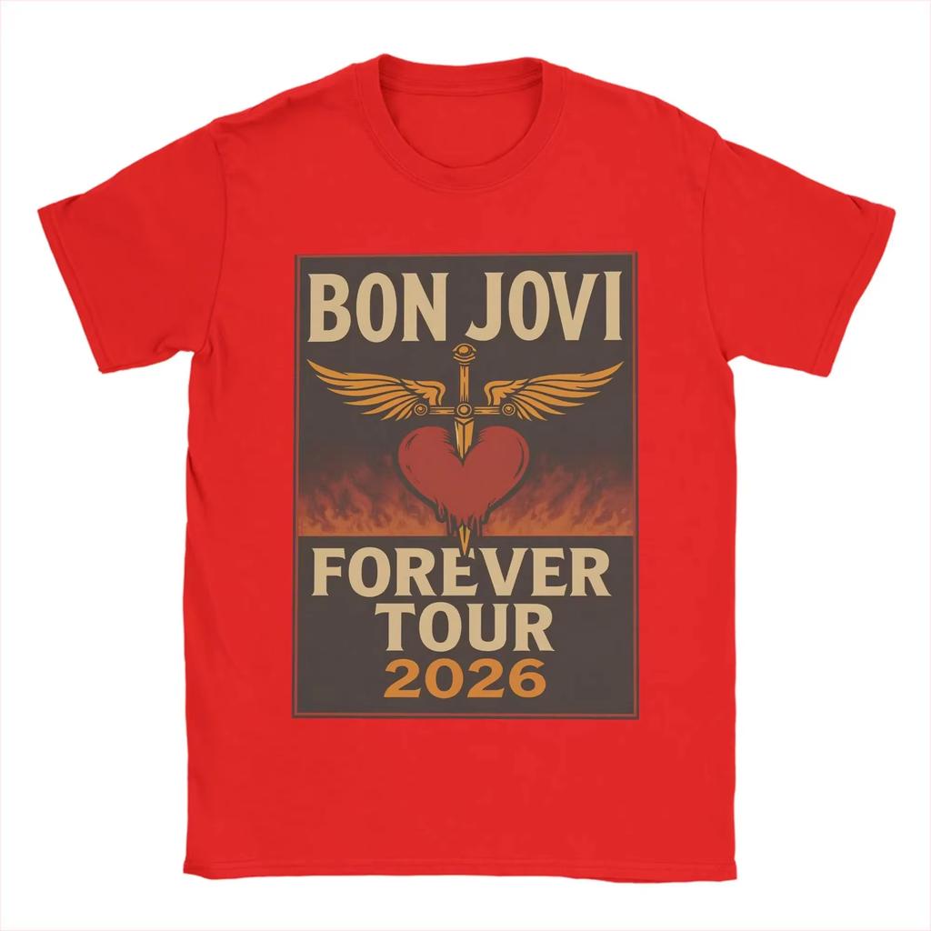 Harajuku T Shirt Summer Bon Jovi Keep The Faith World Tour Cotton Tshirt for Men Women Awesome Wholesale Short Sleeve Tees