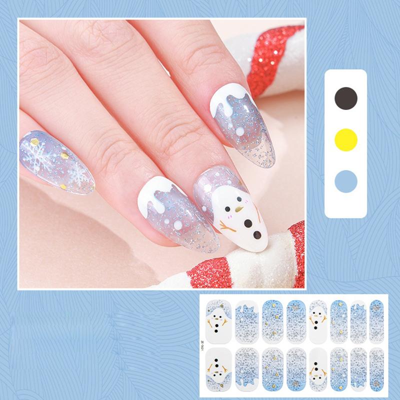 Christmas Series Full Cover Nail Stickers Snowflake Nail Decal Women Self Adhesive Manicure Designer Nail Art Sticker Decoration