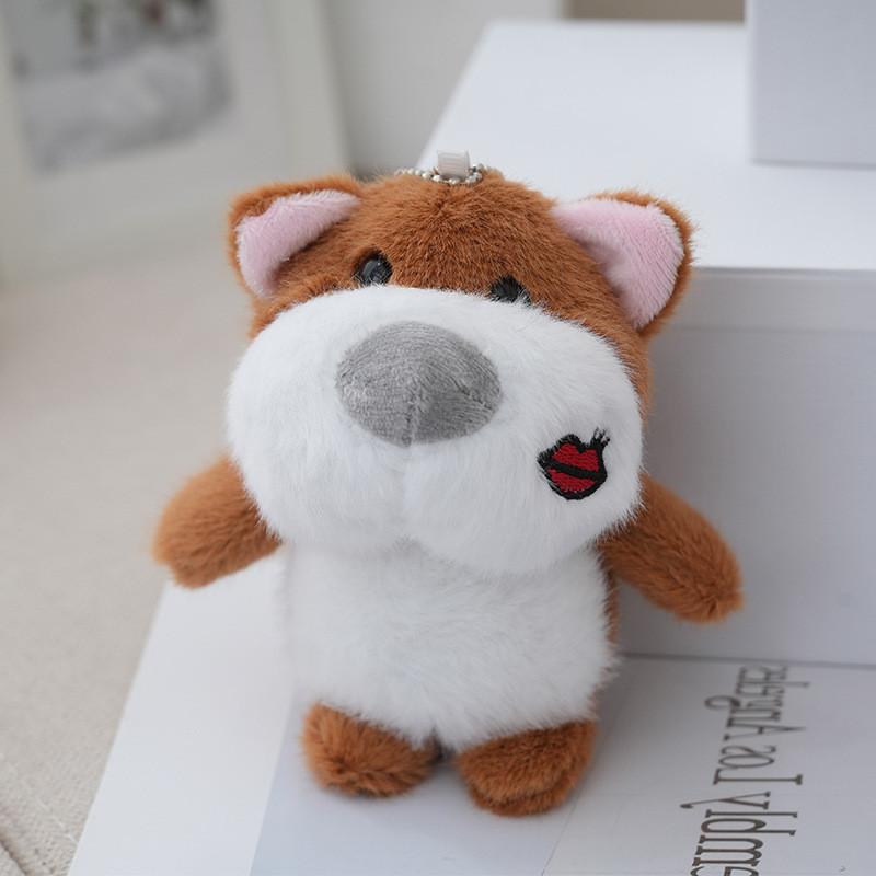 Adorable Plush Dog Keychain Creative Cute Puppy Bag Pendant Accessory Gift In Blue Brown Pink