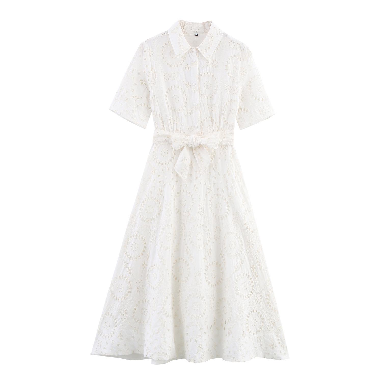 European & American Style Women s Embroidered Shirt Dress S