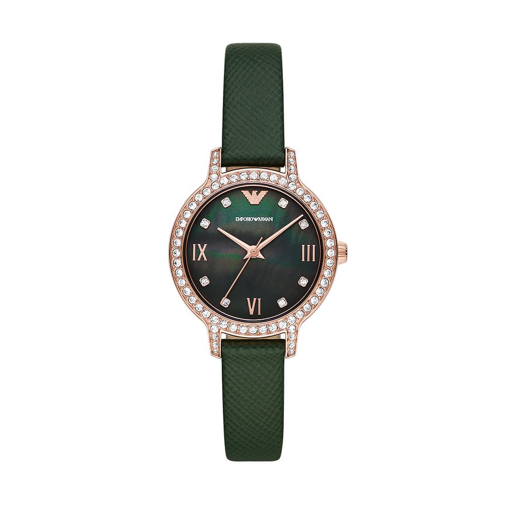Emporio Armani Analog Quartz Watch with Leather Strap AR11577 Women s