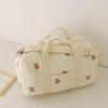 Portable Boston Embroidery Travel Bag - Large Capacity, Lightweight, Messenger Style