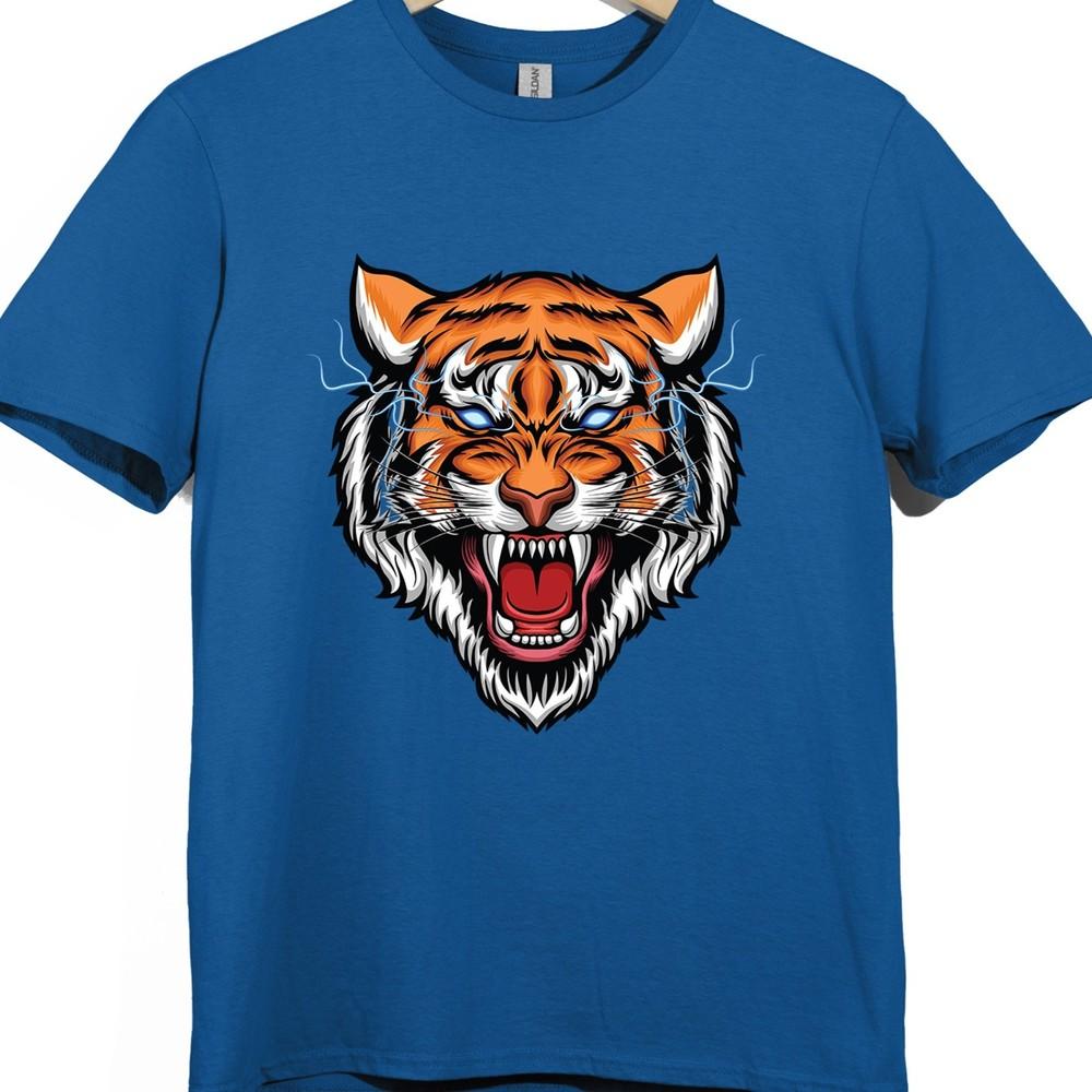 Tiger T Shirt Roaring Big Cat Graphic Tee Fierce Wild Animal Streetwear Top