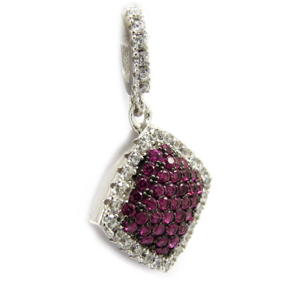 Les Trésors De Lily [L6696] - Anhänger Silber 'Sissi' rosa weiß silbern (rhodiniert) - 10x10 mm