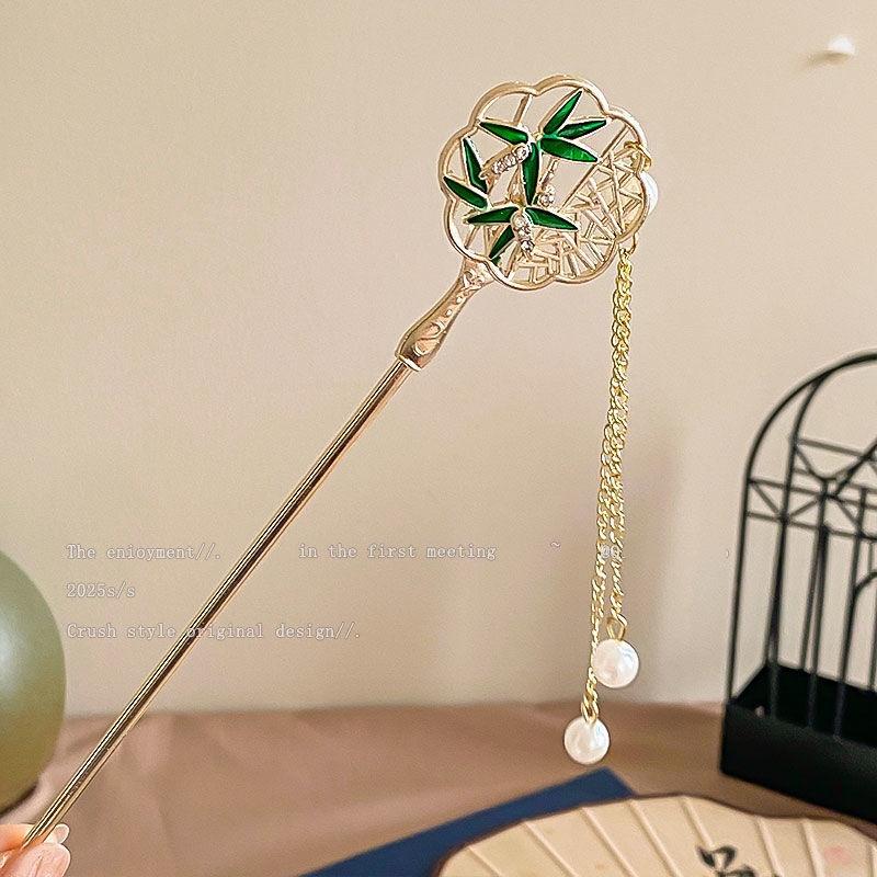 Neo Chinese Style Jewelry Hairpin For Women Glitter Butterfly Flower Pearl Tassel Hair Stick Girls Fashion Hair Accessories 1pc