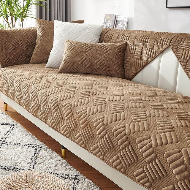 Thickened Milk Velvet Sofa Cushion Universal High -End Living Room Sofa Cushion Cover Solid Color Simple Furniture Protective