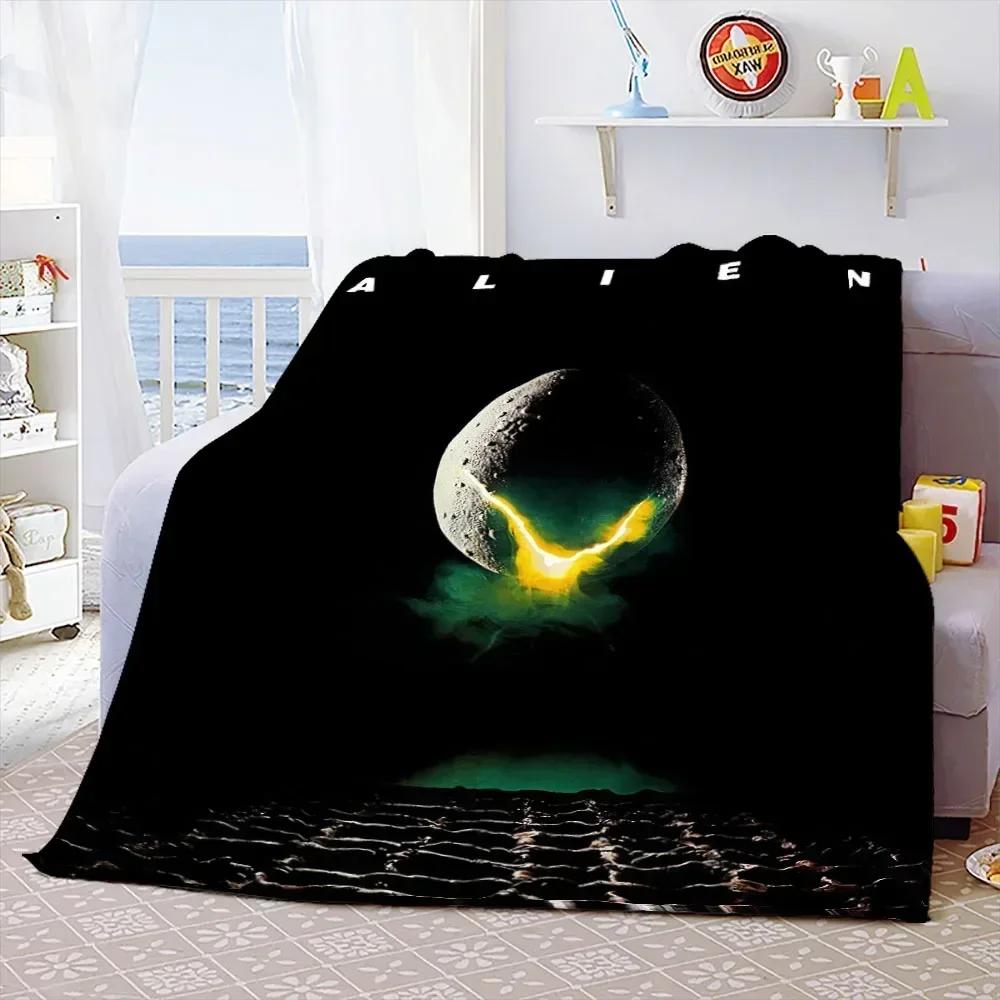 Weiche Überwurfdecke aus dem Film „Aliens“, Weltraummonster, bedruckt, Tagesdecke, Sofa-Couch-Bezüge, Reise-Camping-Decke, Geschenk für Kinder und Erwachsene