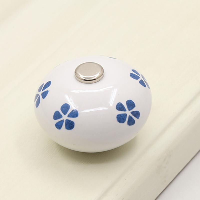 Retro European Style Cabinet Handle Wardrobe Ceramic Drawer Knobs Door Handle Circular Cupboard Pulls Floral Furniture Hardware