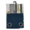 Pair of "Moonlight" Linen Effect Eyelet Curtains In Midnight Blue