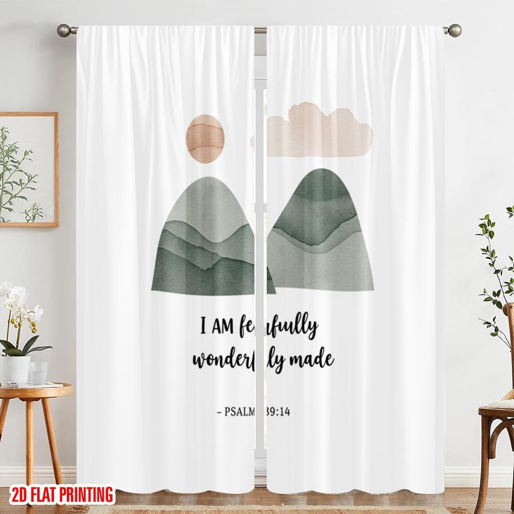 2pcs 2D flat printing Curtain Fearfully Wonderfully Made 100% Polyester Without Electricity Birthday Party for Photo Booths &