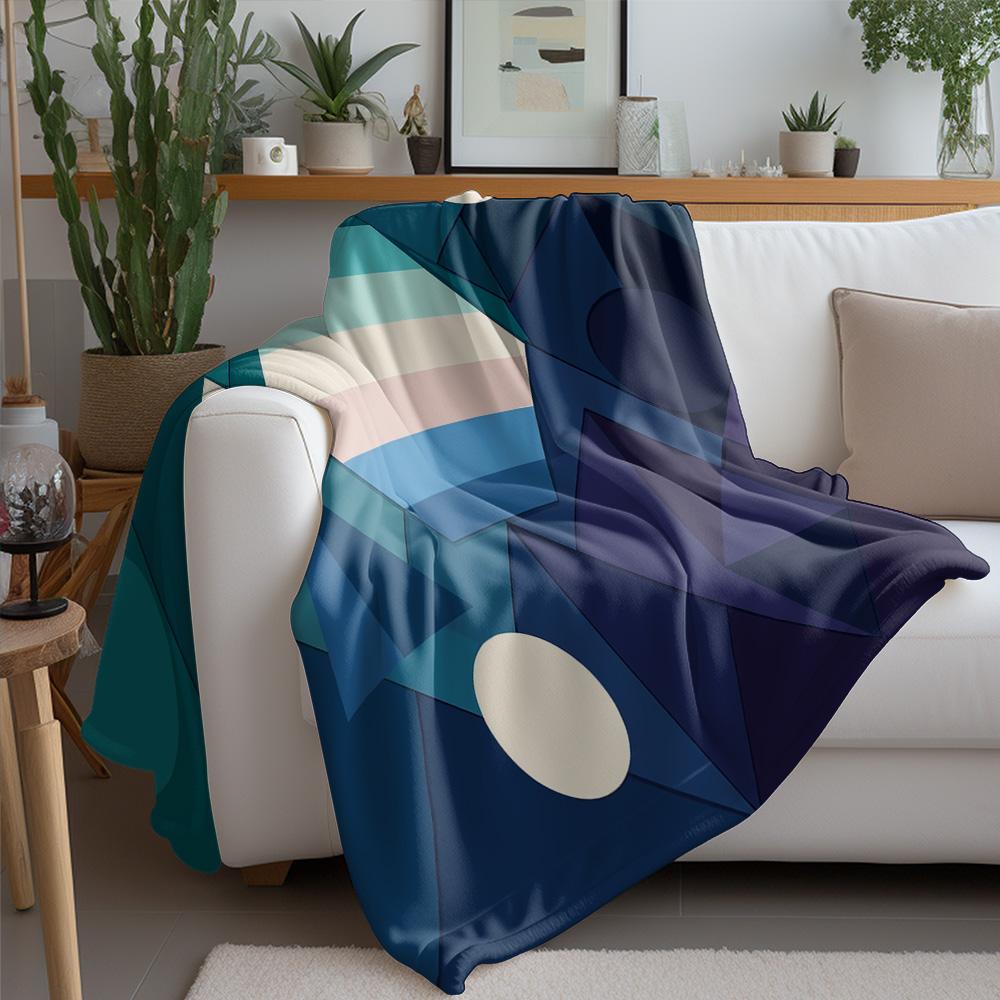Plush Geometric Galaxy Blanket - Space Print Soft Fleece Throw for Kids Teens Adults Sofa Bed Decoration Gift