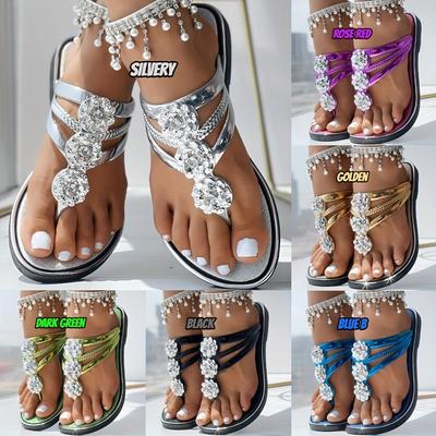 New Fashionable and Versatile Women's Flip Flops with A High-end Temperament, French Style Sandals, Beach Flat Slippers