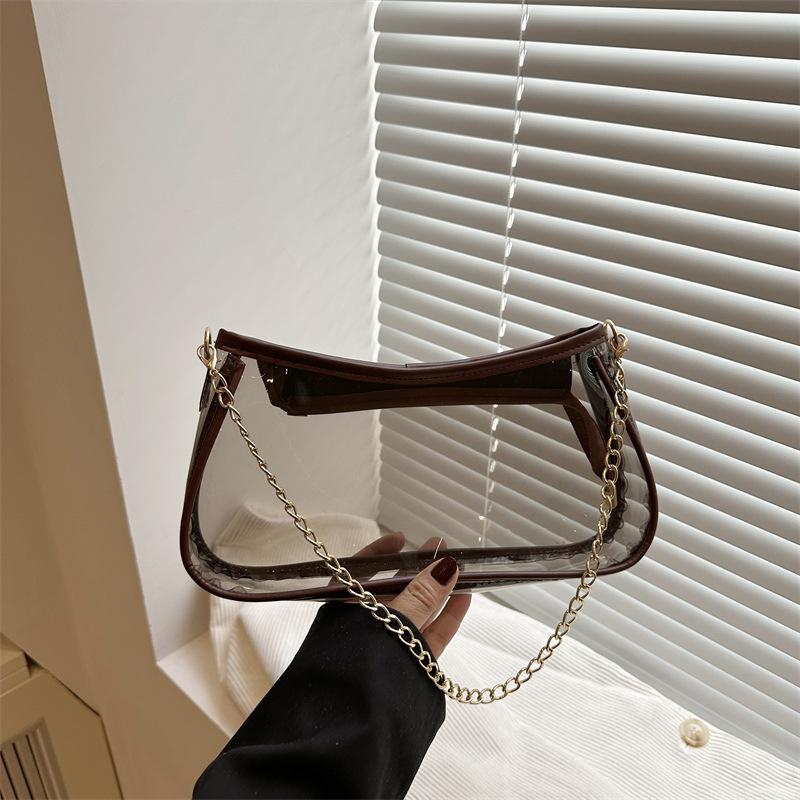 Fashion transparent handbag summer new chain trend shoulder bag casual niche underarm bag women