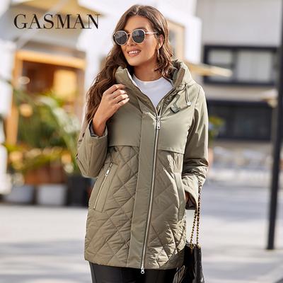 New Women's Jacket Spring 2022 High-Quality Mid-Length  Women Coat Stitching Hooded Design Windproof Casual Parkas 8226