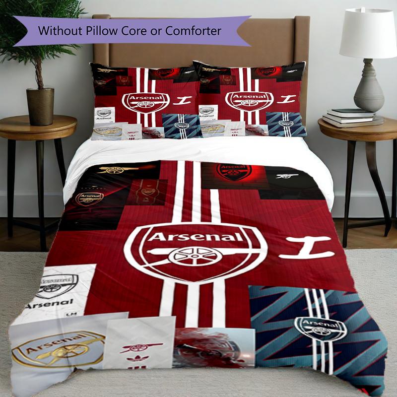3-teiliges Bettbezug-Set (1 * Bettbezug + 2 * Kissenbezug, ohne Kern),Fußballmannschaft. C-Druck Bettwäsche-Set, Schlafzimmer-Dekoration, Ganzjahres, Geburtstagsgeschenk