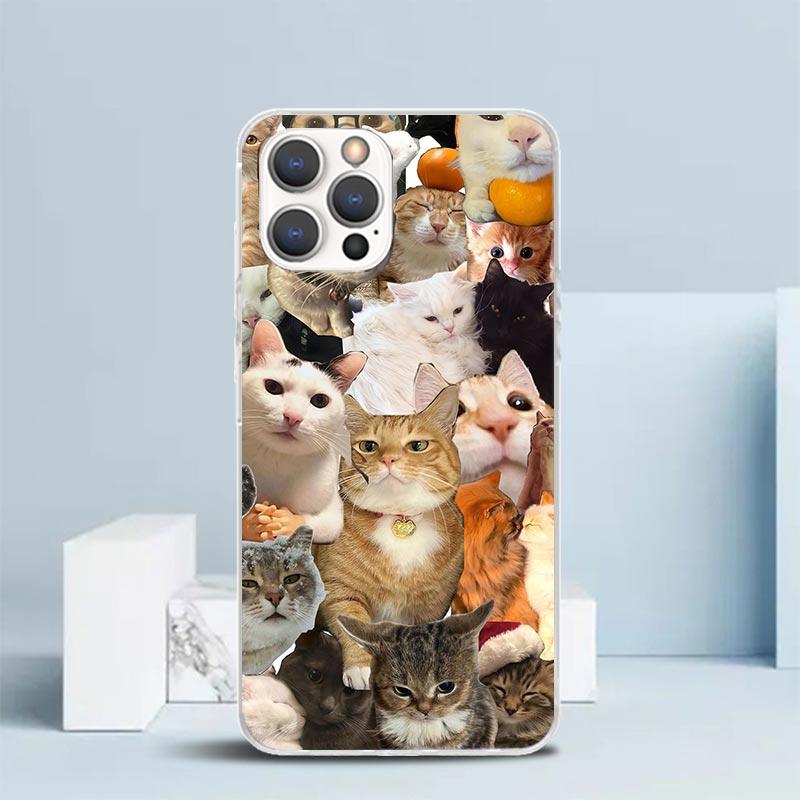Crying Cat Memes Soft Cover for iPhone 16 17 Air 15 14 Pro Max 16E Phone Case 13 Mini 12 11 7 SE 8 Print Pattern Fit Cases 16 17