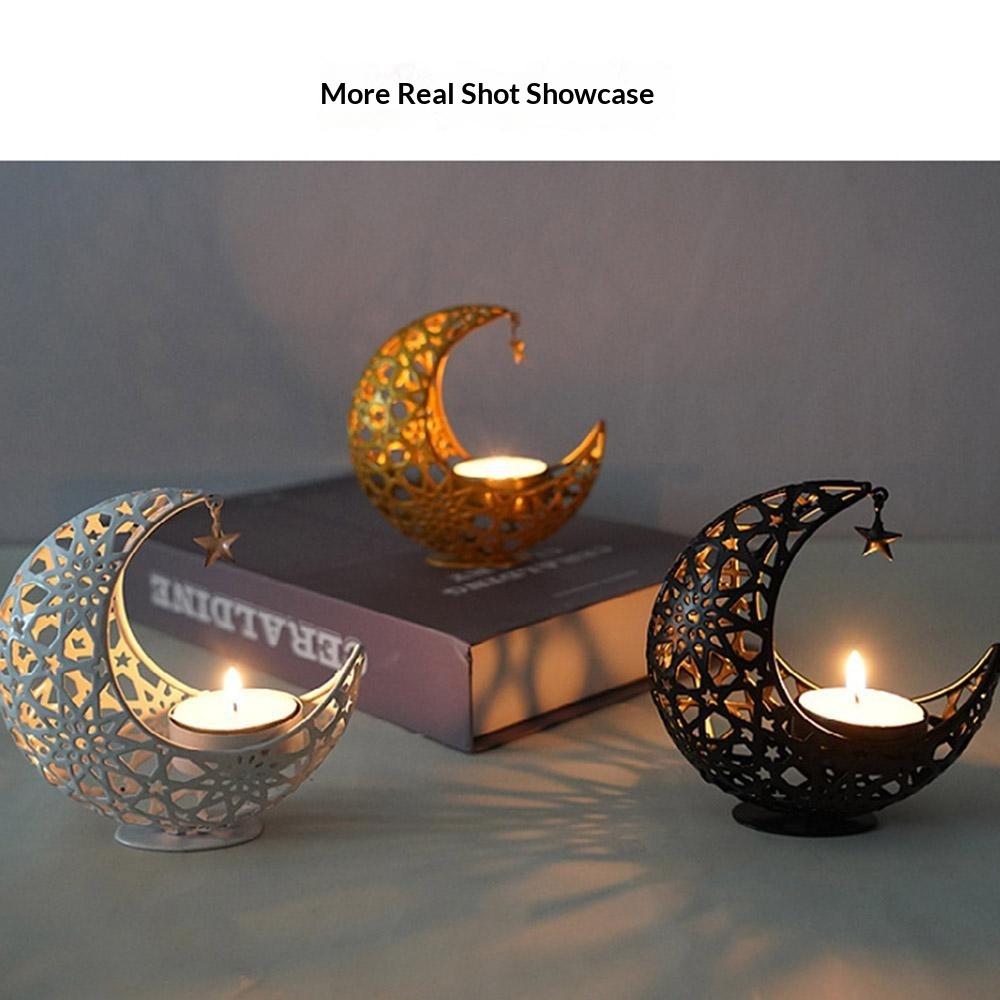 Moon Shape Candle Holder Iron Art Hollow Aromatherapy Furnace Decorative Home Craft Candlestick