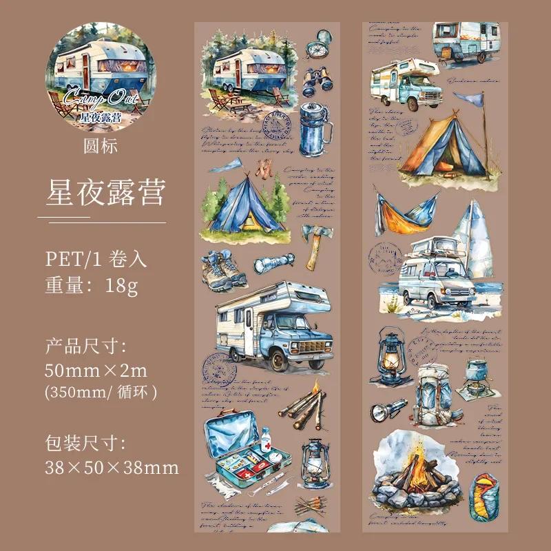 Mr. Paper,Forest Camping Character Theme Tape 200cm/roll for Collage Scrapbook Notebook Diary Decorative Stationery Stickers