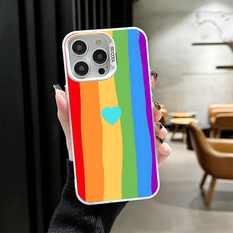 Rainbow Gradient Love Desgin Shockproof Phone Case for iPhone 17 Air 16 16E 15 Pro Max 14 Plus 13 Mini 12 Back Cover Anti Fall F