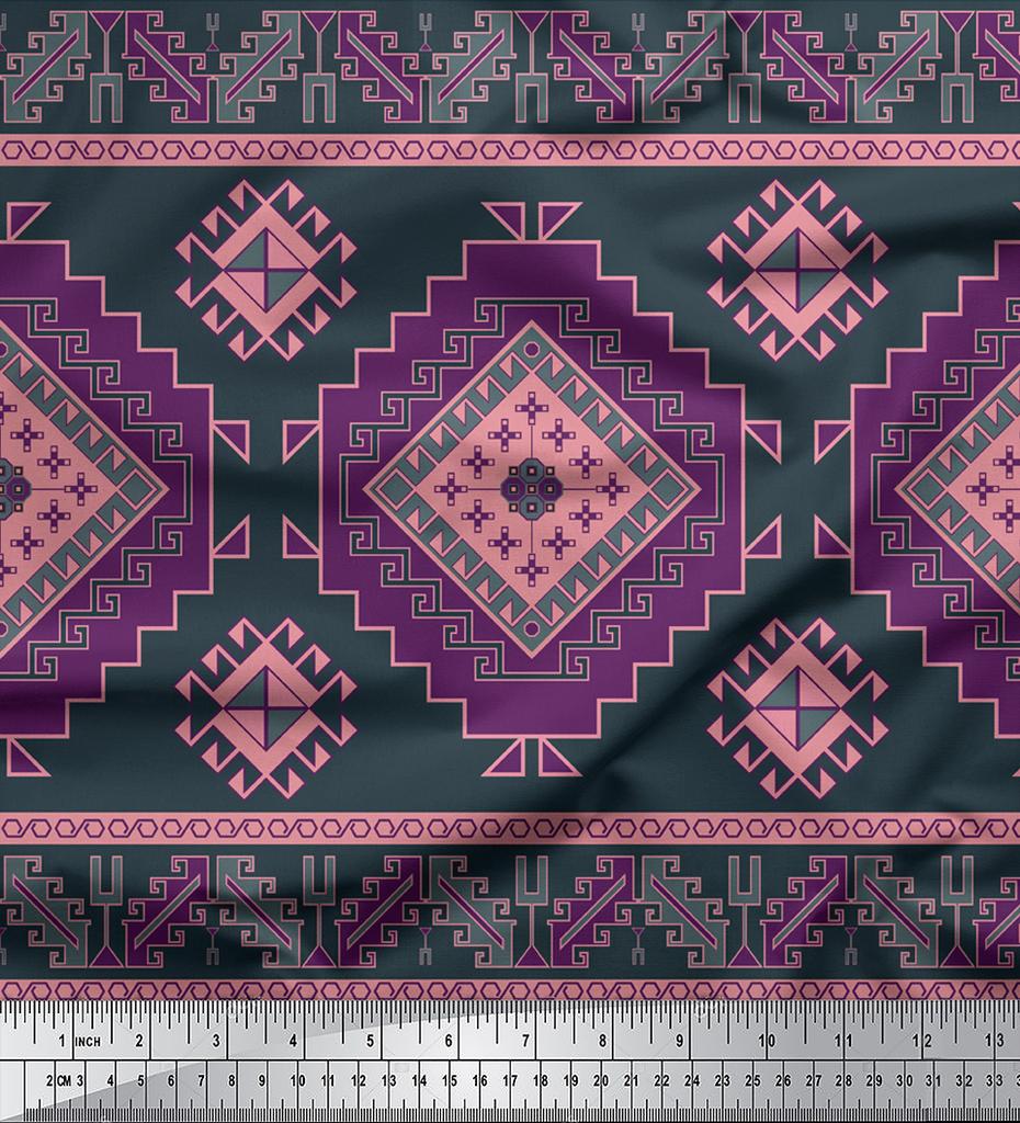 Soimoi Japonská krepdešínová saténová látka Aztécký panelová tištěná látka 1 metr 42 palců