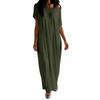 Loose Fit Maxi Dress for Women Casual Short Sleeve Crew Neck Long Dress Soft Fabric Simple Solid Design