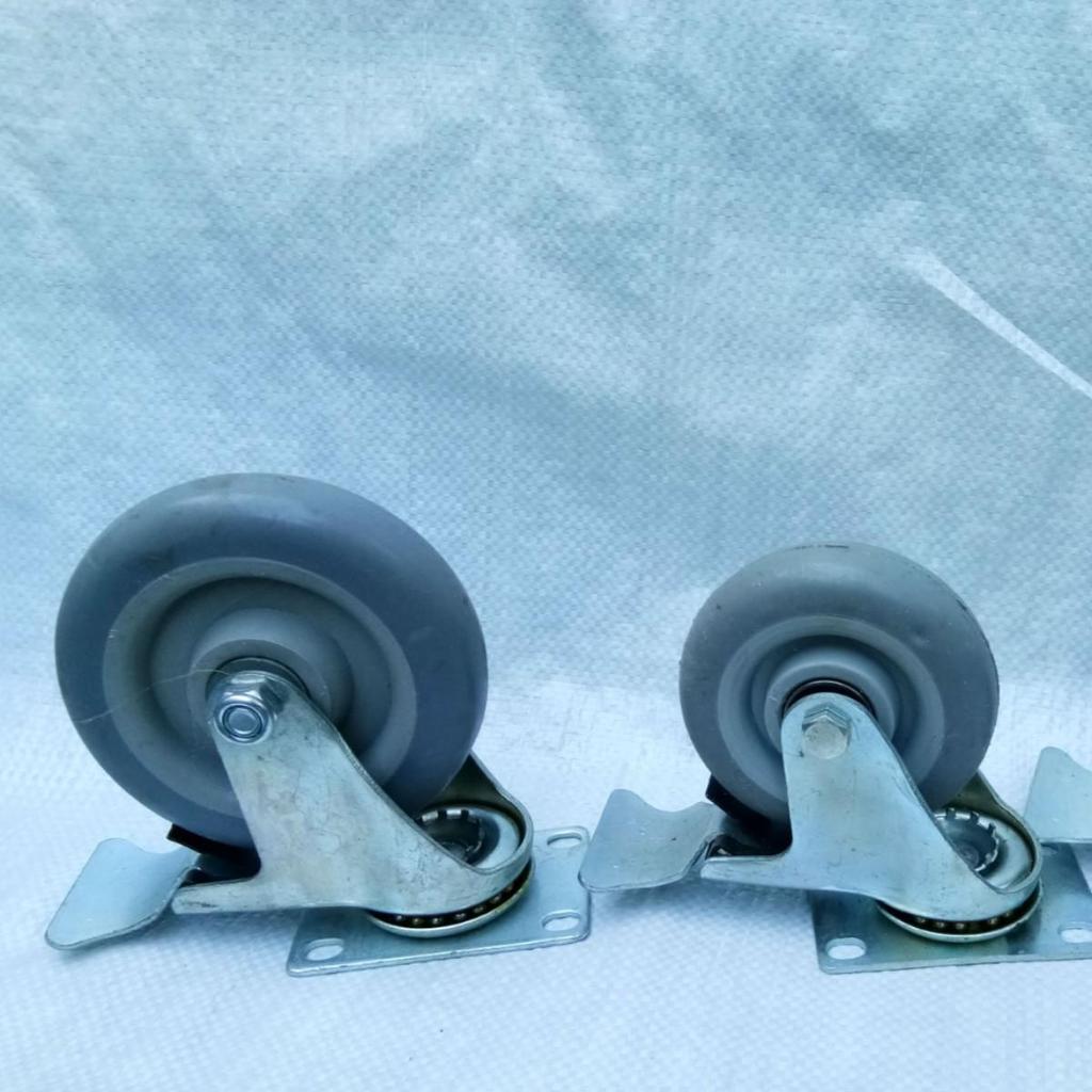 Medium Gray Silent Swivel Brake Caster Wheel with Elastic Dome
