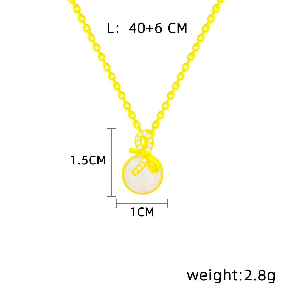 Online celebrity bow necklace titanium steel simple personality design sense Opal clavicle chain hot accessories.