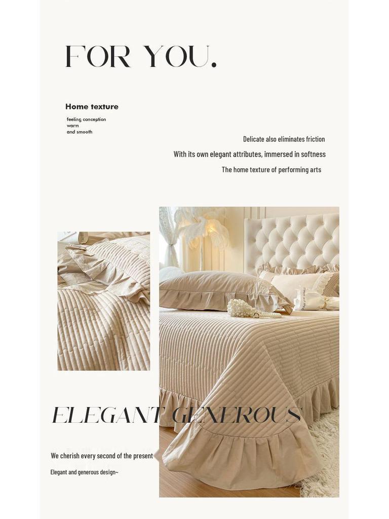 2025 G5Z French Sweetheart Cotton Bedsheet Set - 4 Pieces with Fitted Sheet and Bedcover