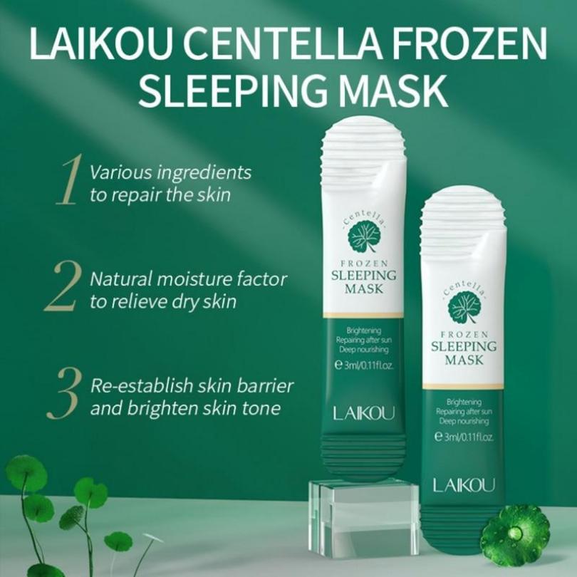 LAIKOU 20 Stück feuchtigkeitsspendende, aufhellende Nacht-Gesichtsmaske mit Centella Asiatica-Extrakt