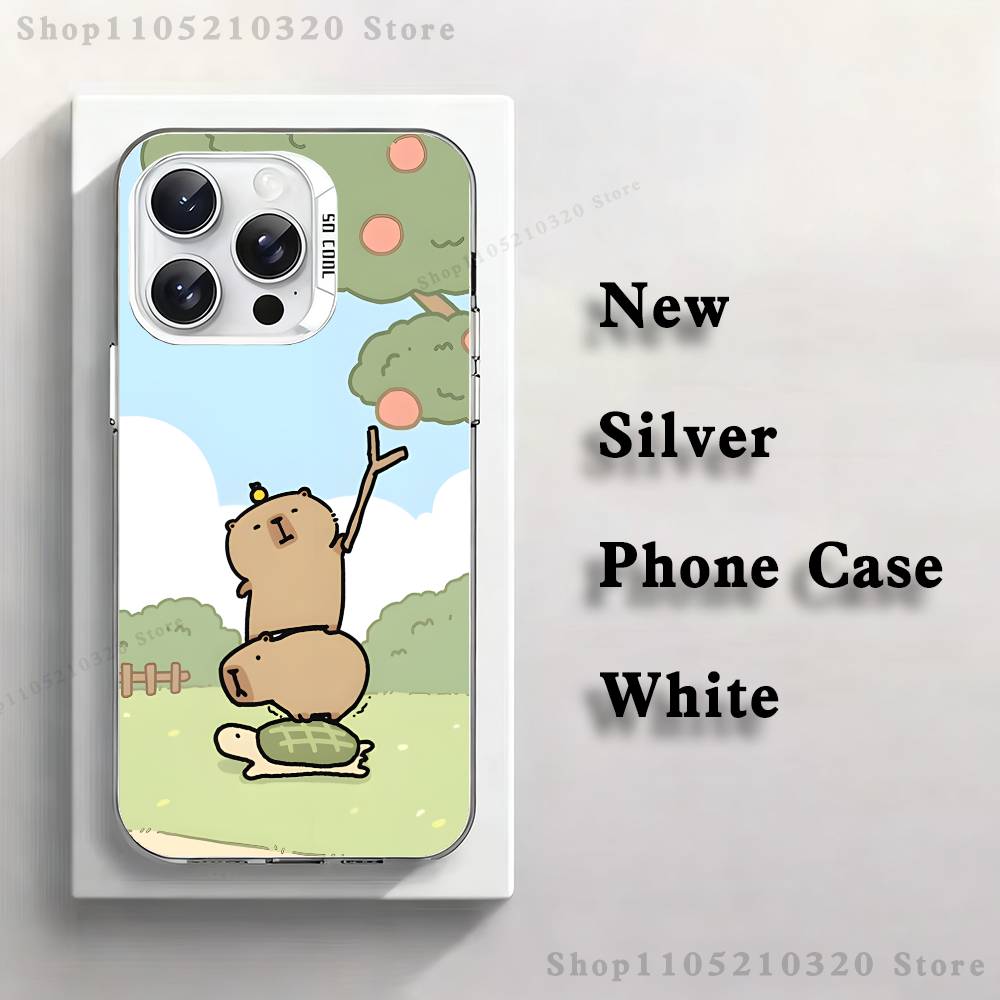 

Cartoon Cute Capybara Phone Case For iPhone 17,16,15,14,13,12,11,Pro,Max,Plus,Mini,XS,SE Anti Fall White Matte Hard Bumper iPhone12PROMAX