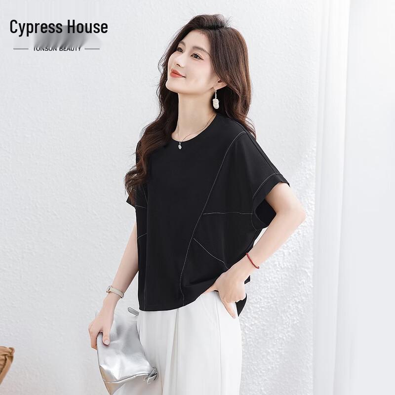 Sibaishe Women s Round Neck Color-block Short Sleeve T-shirt XL