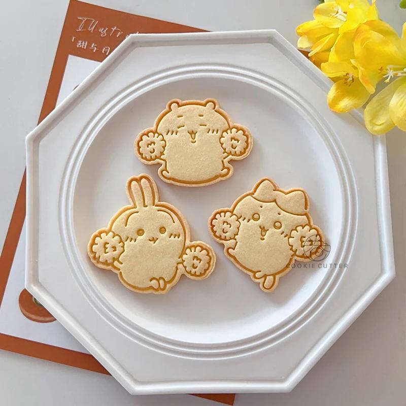 3 Stück Keksausstecher Plätzchenausstecher DIY Haustier-Snackform Cartoon Kawaii Keksform Kastanien Gedämpfte Kekse Dessert Backwerkzeuge