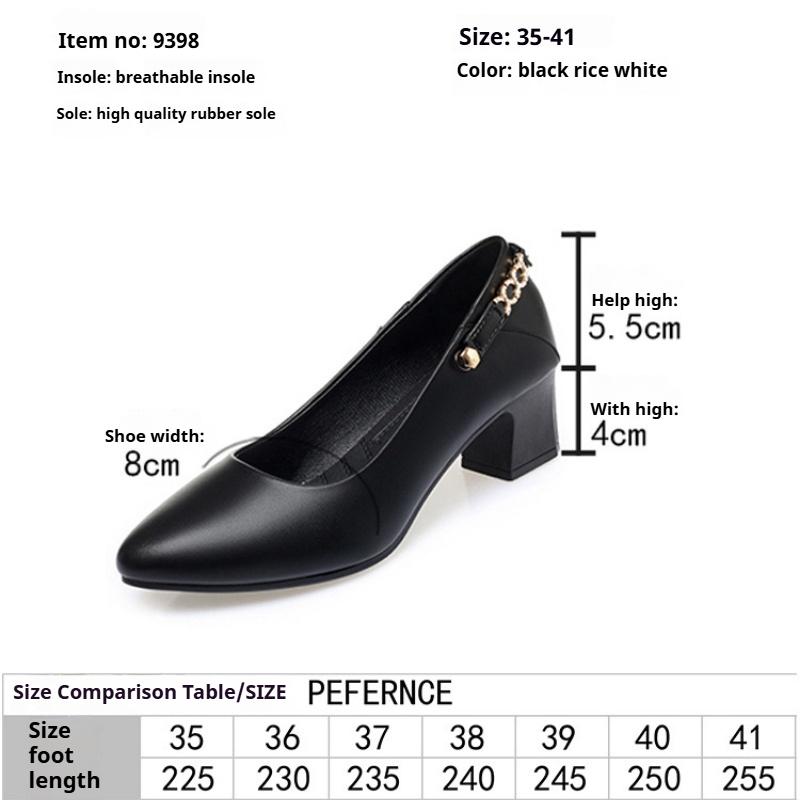 Měkké kožené pohodlné jednoduché boty pro ženy na jaro a podzim, silné podpatky, pohodlné kožené boty pro ženy ve všech ročních obdobích