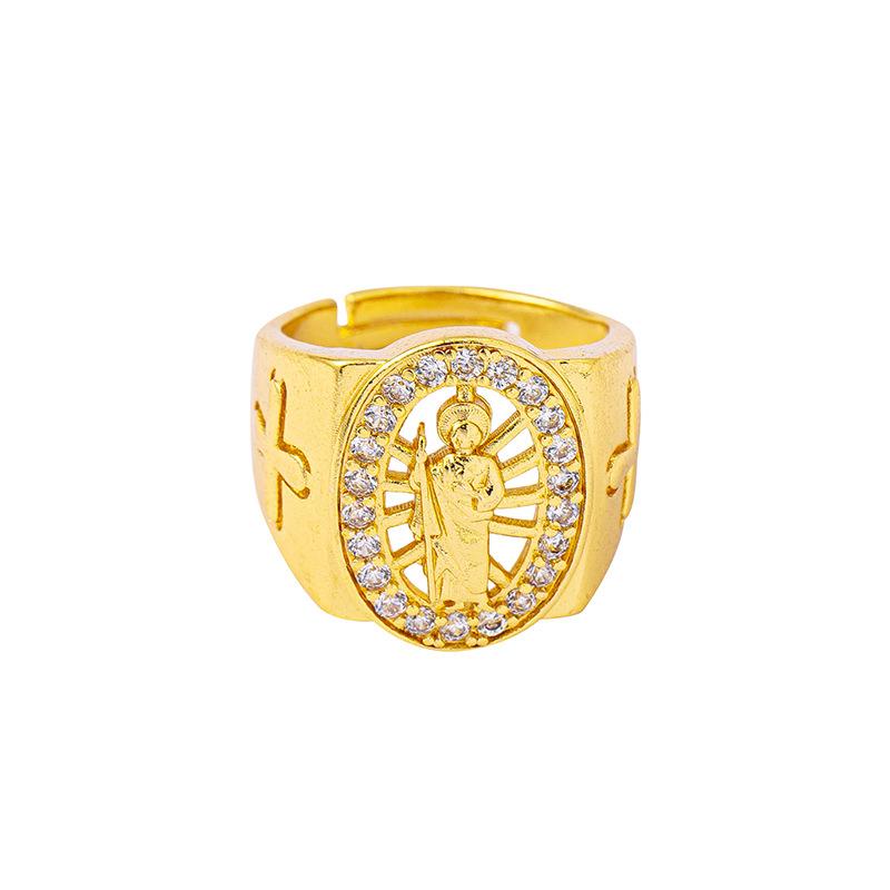 Ring European and American Style Simple Virgin Mary Open Ring Couple Trend Jewelry