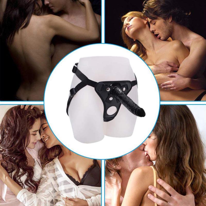 Harnaș pentru vibrator cu curele reglabile, cu două orificii, ham cu fixare din piele