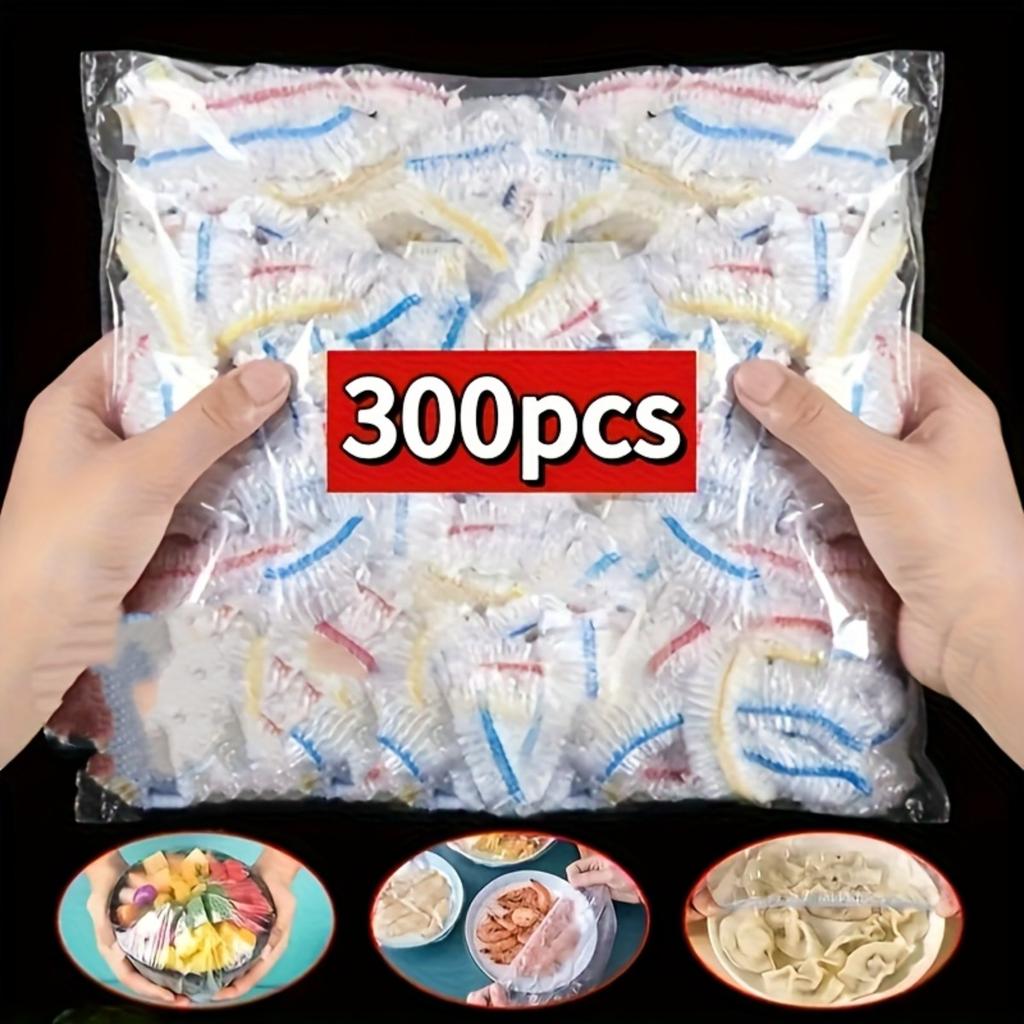 500/300/100 Pcs of Elastic Food Cling Film - Stretchable Transparent Dish Cover - Multi-purpose, Odorless Kitchen Cling Film, Anti Fly and Dust-proof