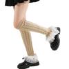 Aesthetic Elegant Layered Ruffled Lace Trim Leg Warmer for Women Japanese Cable Knit Leg Sleeve Covers Knee Length Socks