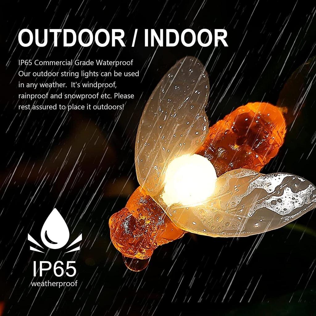 Led Bee String Simulation Light String 1.5-12m 8 Mode Outdoor Courtyard Garden Fence Party Christmas New Year Wedding Decoration