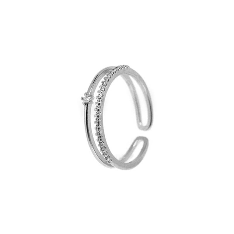 Shertz Cubic Line Layered Open Ring (Silver925)