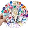 50pcs Waterproof Jellyfish Marine Life Watercolor Graffiti Stickers for Phone Cases and Luggage