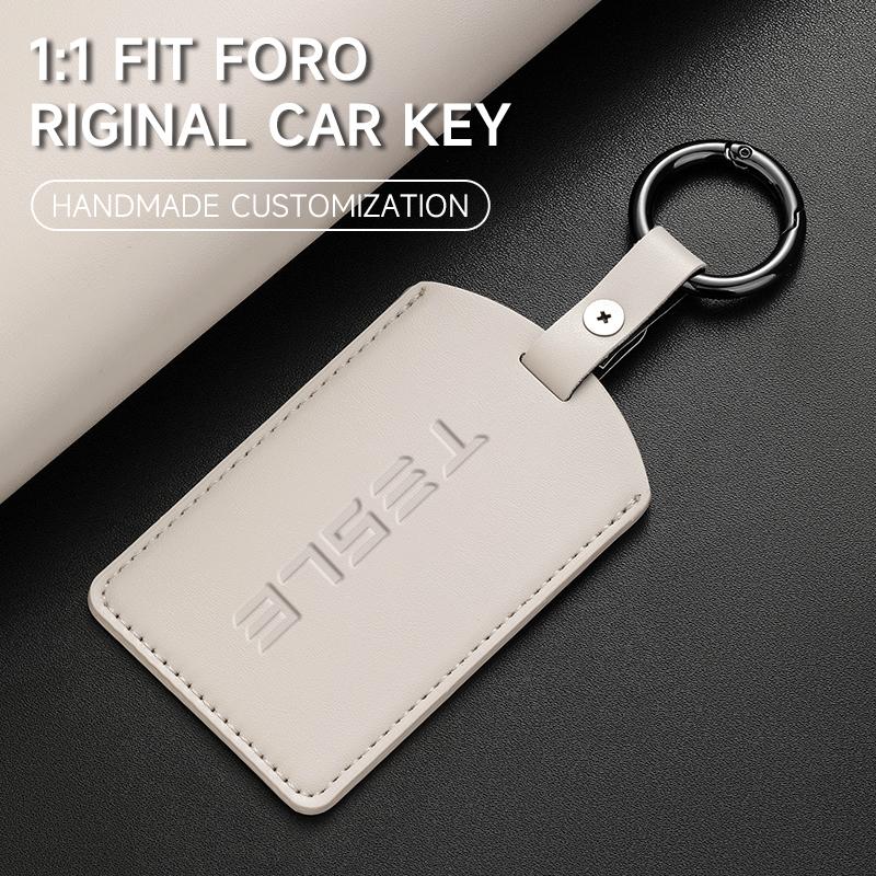 Echtes Leder Autoschlüsselhülle Abdeckung Schlüsseltasche Für Tesla Model 3 Model S Model X Model Y Keyless Schutz Set Auto Zubehör