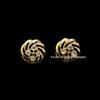 Vintage Plain Gold Diamond-Inlaid Stud Earrings & Necklace Set in 925 Silver for Women