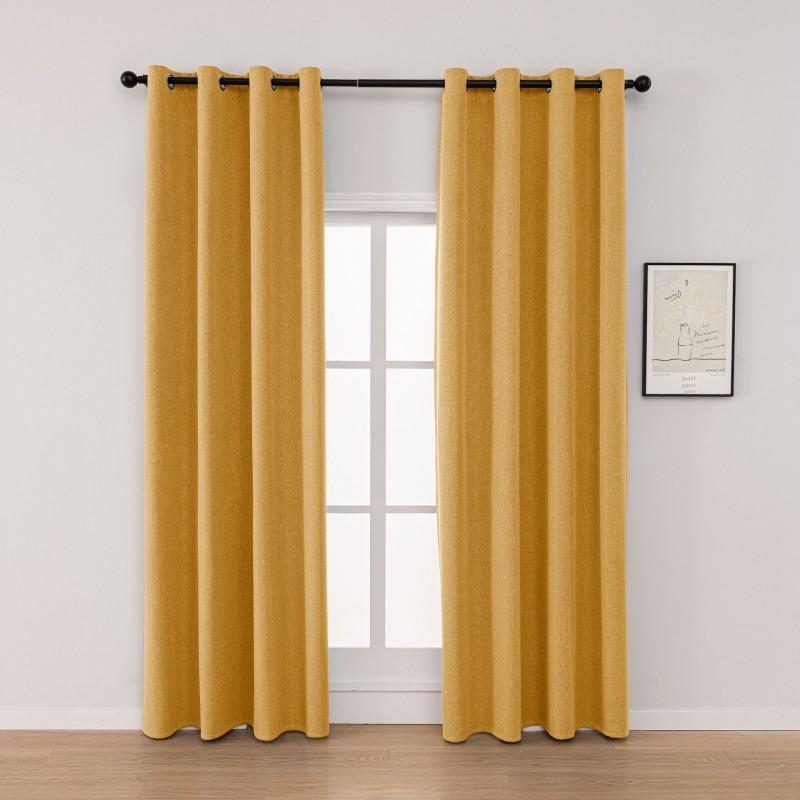 100% Linen Cotton Blackout Curtain Sun Blocking Thermal Insulation Solid Color Curtains Living Room Bedroom