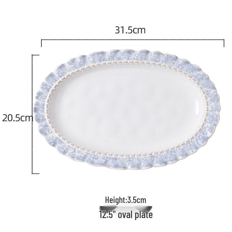 WJ Smoke Blue Lace Embossed Ceramic Tableware